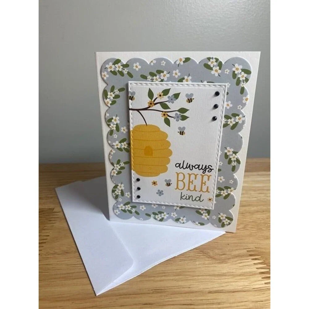 Bee & Honey Greeting Card – Handmade A2 Card – All Occasion Blank Card